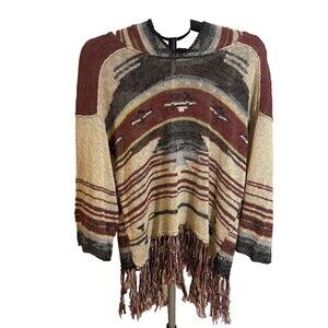Free People Dune Hoodie Sm Aztec Print  Fringe